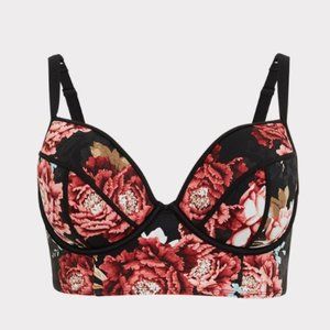 NWT Torrid Underwire Cut And Sew Dark Floral Bikini Top size 3D/DD